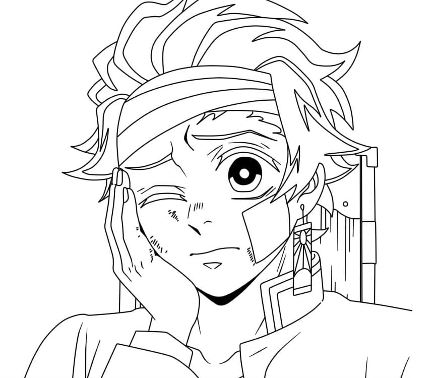 Tanjiro in versione stampabile da colorare