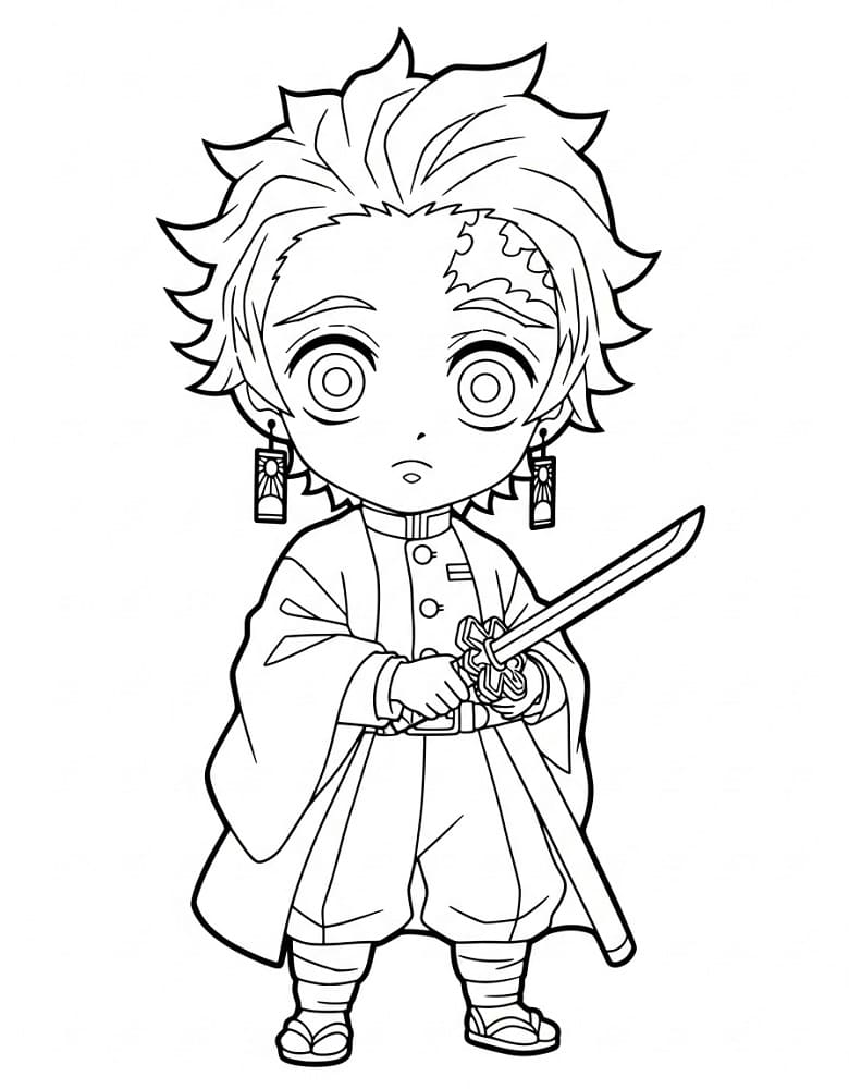 Tanjiro molto carino da colorare