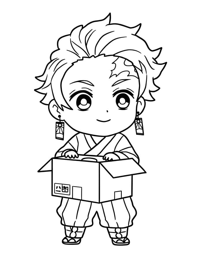 Tanjiro piccolo e carino da colorare