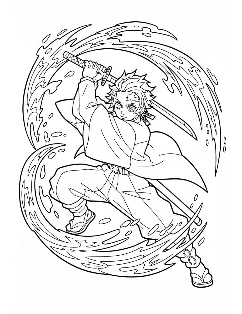 Tanjiro potente da colorare