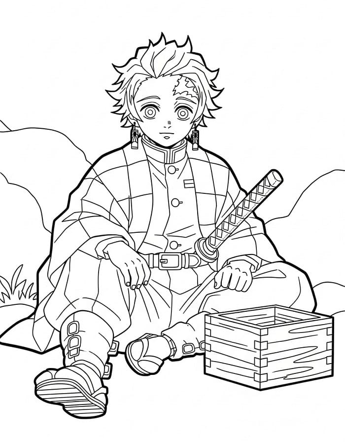 Tanjiro simpatico da colorare