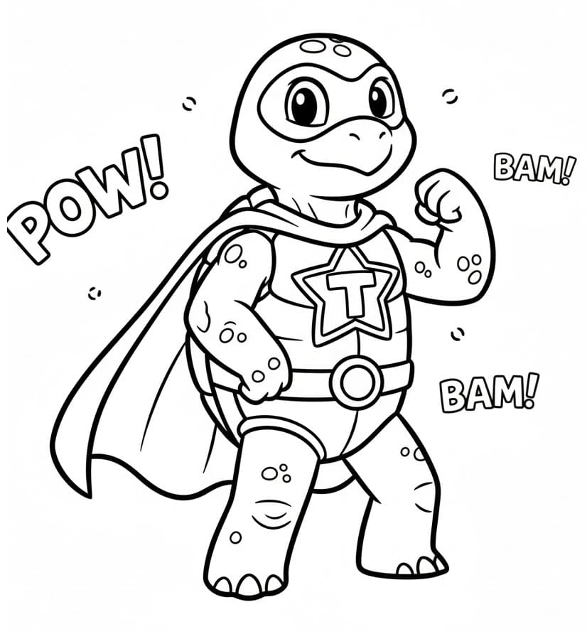 Tartaruga Supereroe da colorare