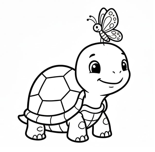 Tartaruga e Farfalla da colorare