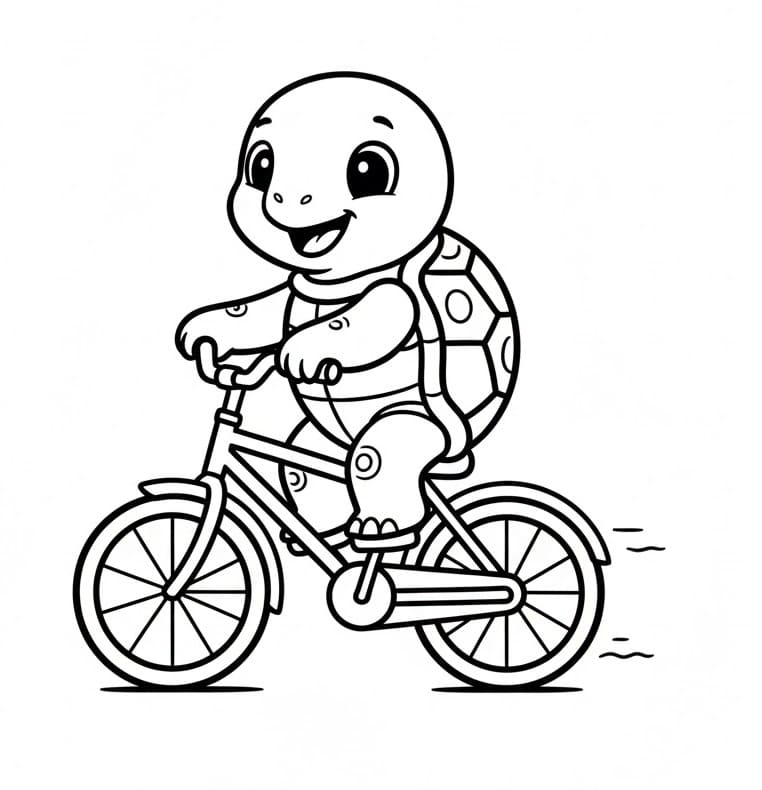 Tartaruga in Bici da colorare