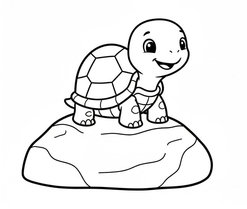 Tartaruga su una Roccia da colorare