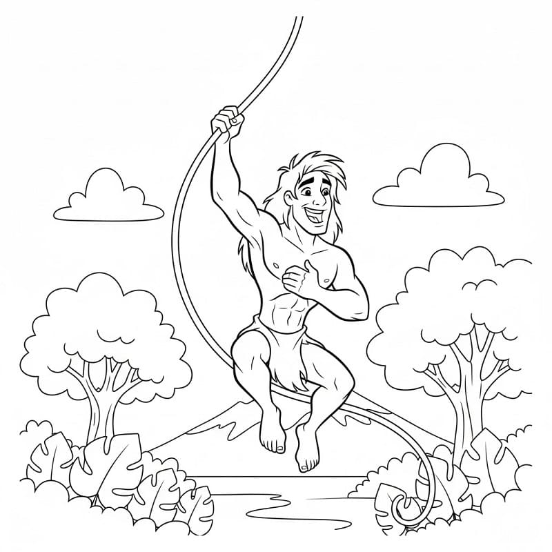 Tarzan Facile da colorare