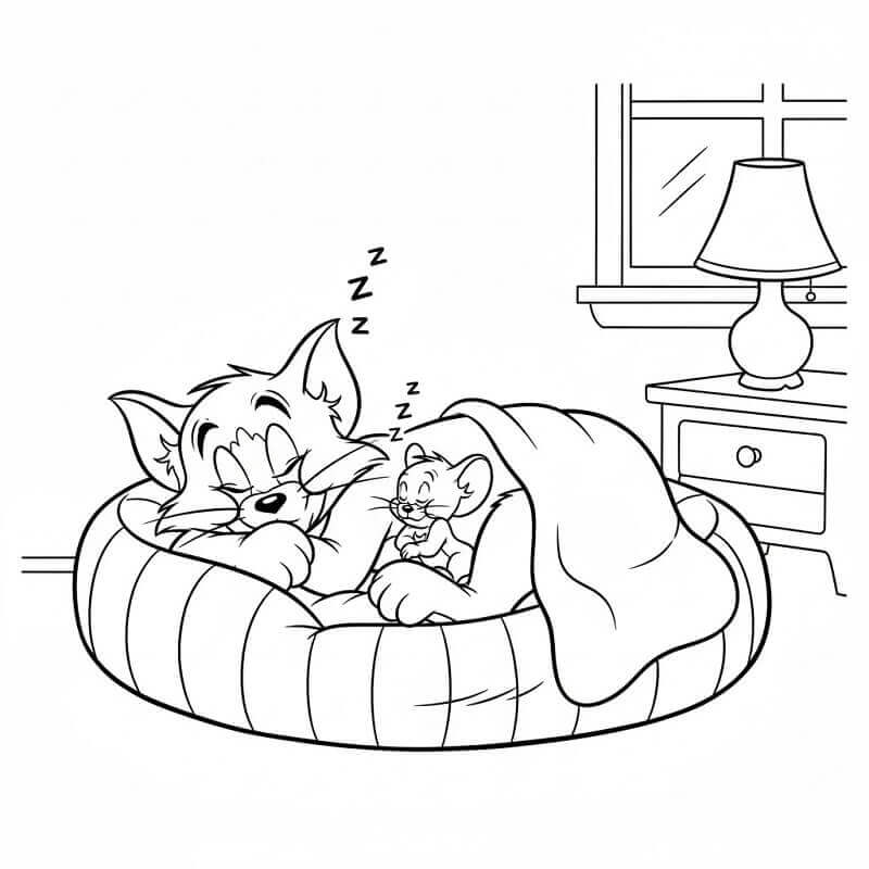 Tom e Jerry che Dormono da colorare