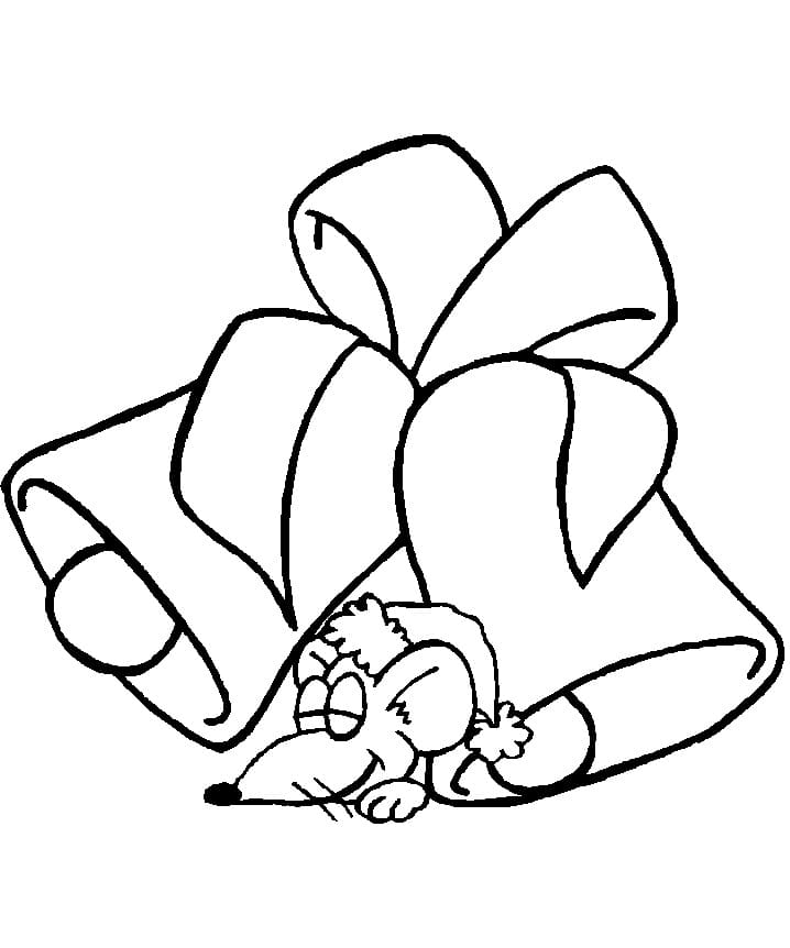 Topolino e Campane di Natale da colorare