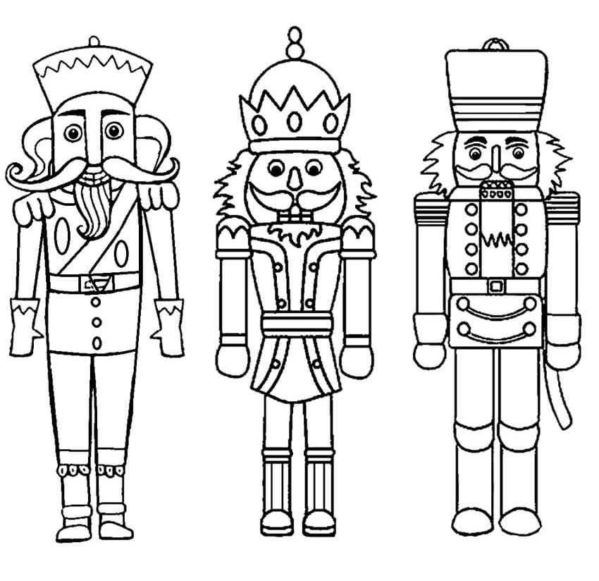 Tre schiaccianoci da colorare