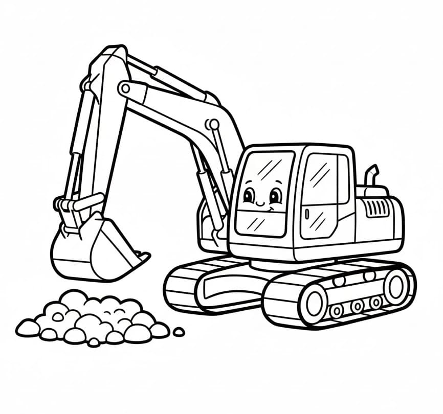 Un Escavatore Carino da colorare