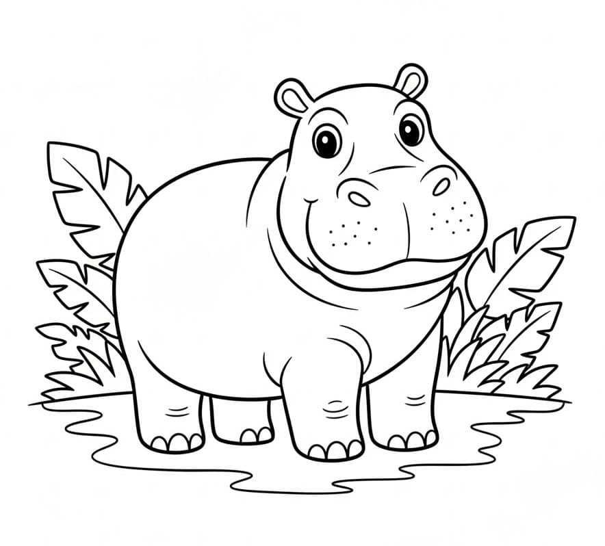 Un Ippopotamo felice da colorare