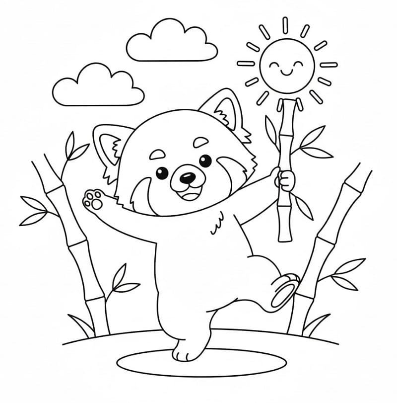 Un Panda Rosso Dolcissimo da colorare