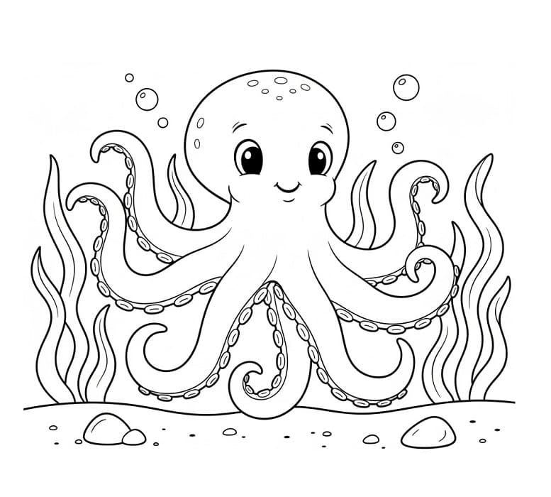 Un polpo felice da colorare