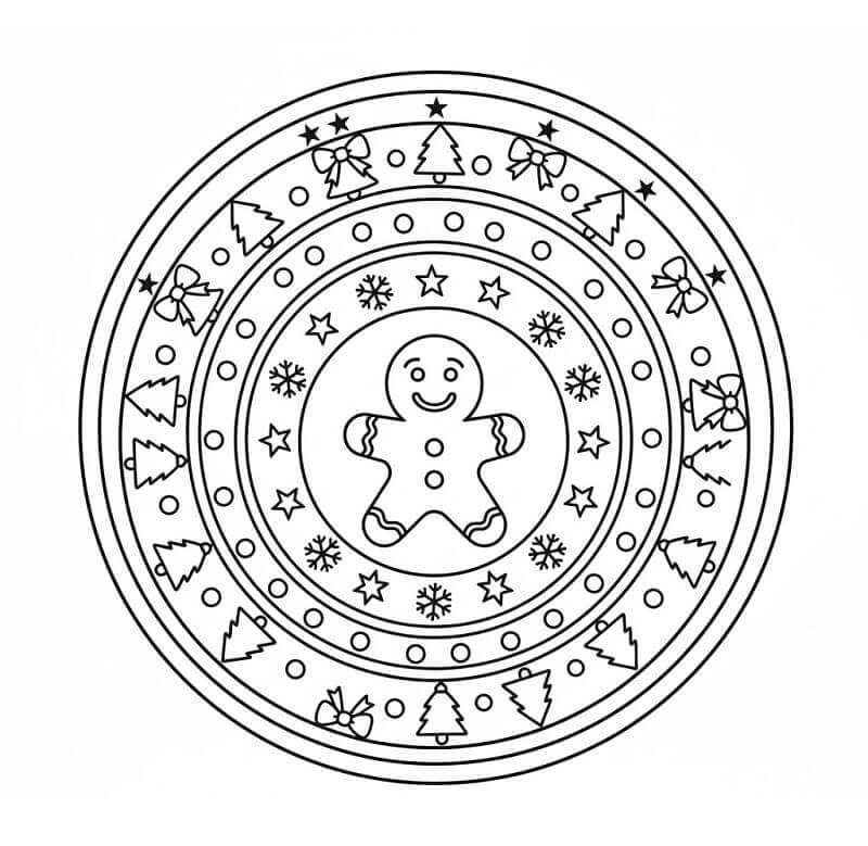 Una Deliziosa Mandala di Natale da colorare