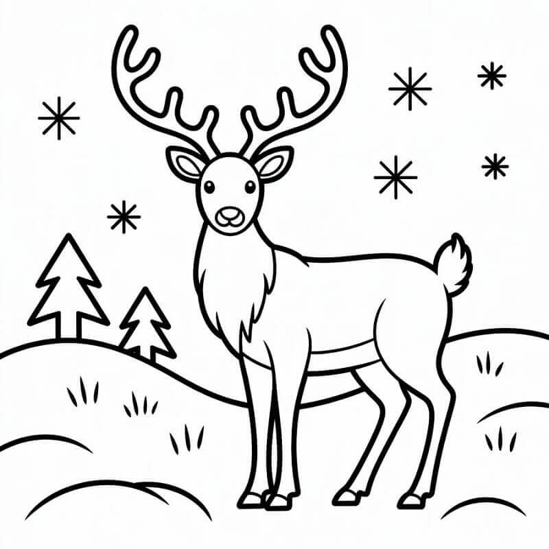 Una Renna Semplice da colorare
