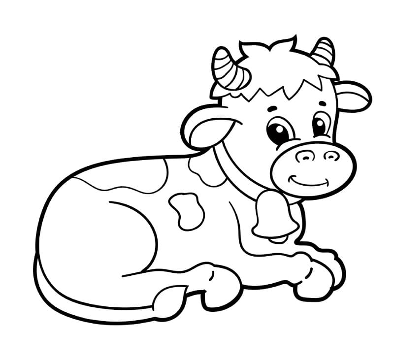 Una mucca sorridente da colorare