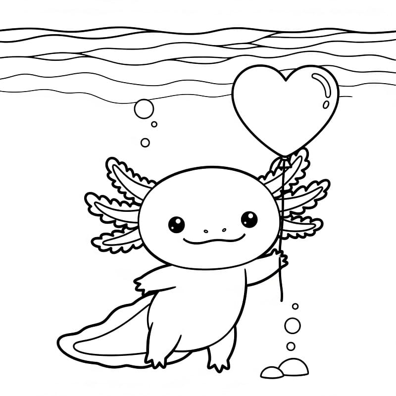 Axolotl per Bimbi di 3 Anni da colorare