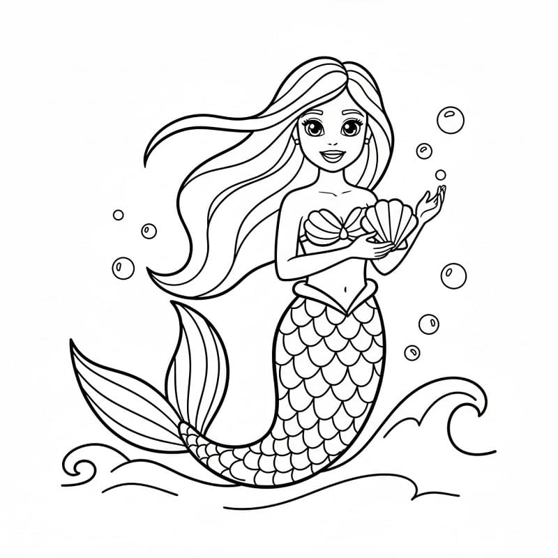 Barbie Sirena Carina da colorare