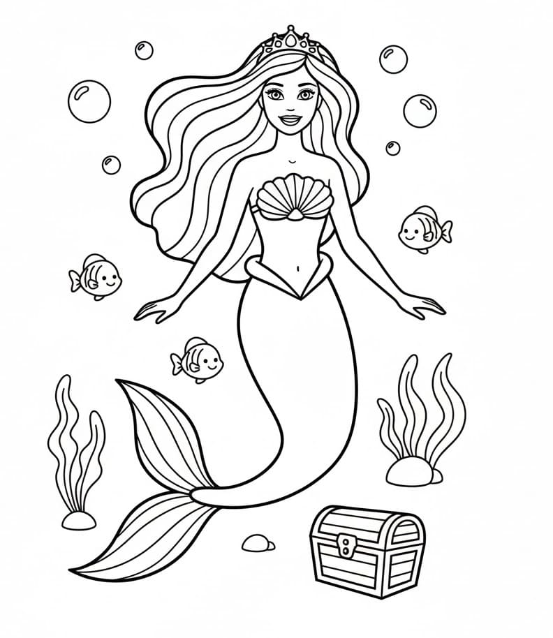 Barbie Sirena da colorare