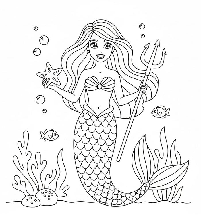 Barbie Sirena Incantevole da colorare