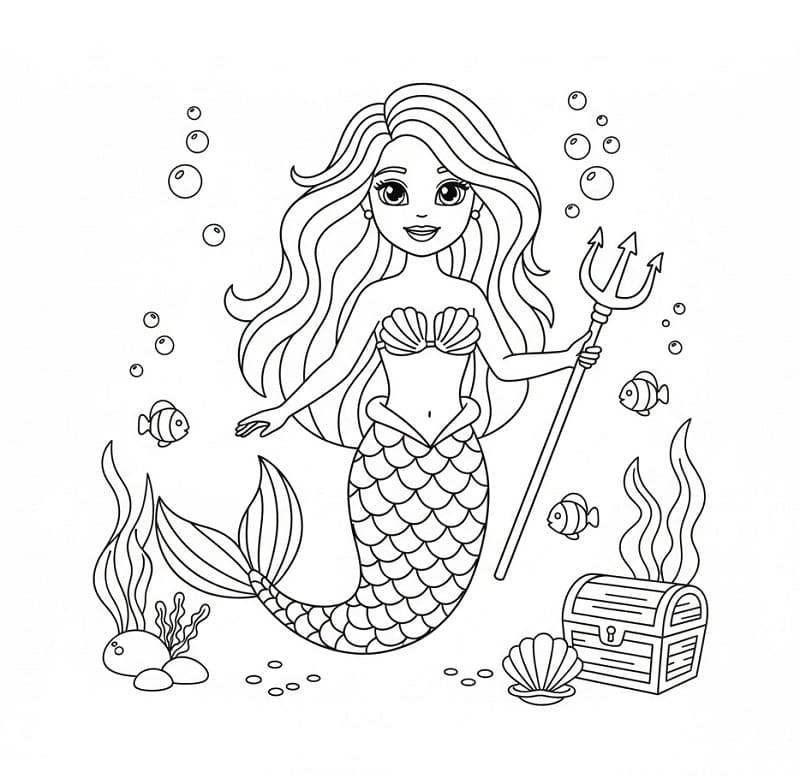 Barbie Sirena Meravigliosa da colorare