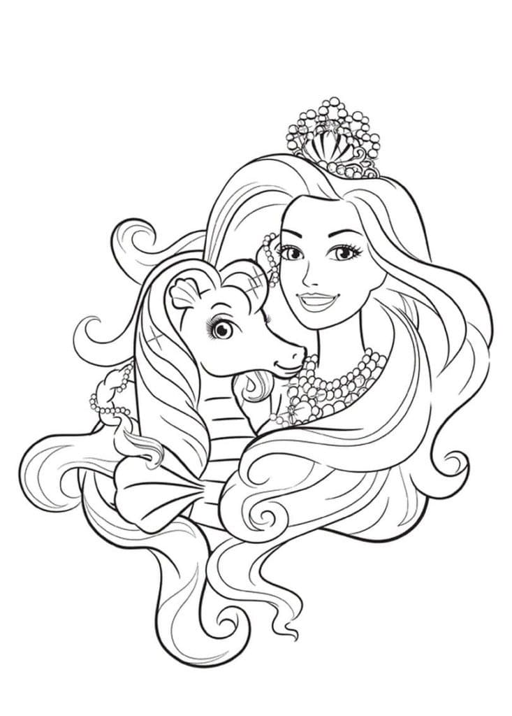 Barbie Sirena per Bimbi di 3 Anni da colorare