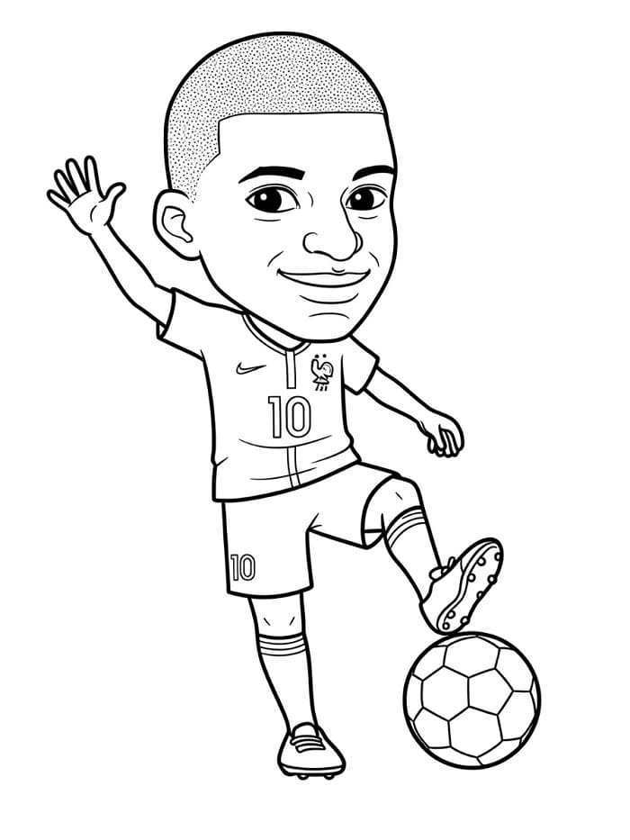 Calciatore Kylian Mbappé da colorare