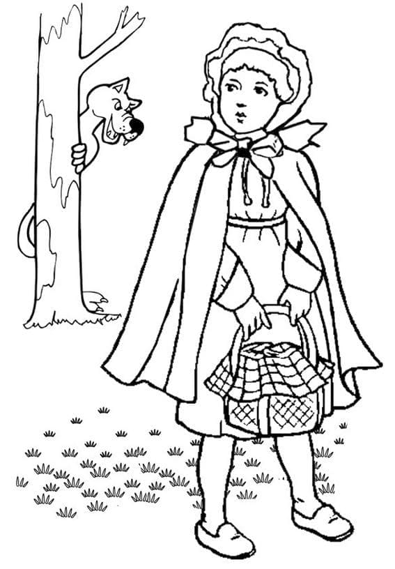Cappuccetto Rosso (3) da colorare