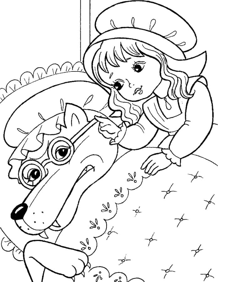 Cappuccetto Rosso Cartone da colorare