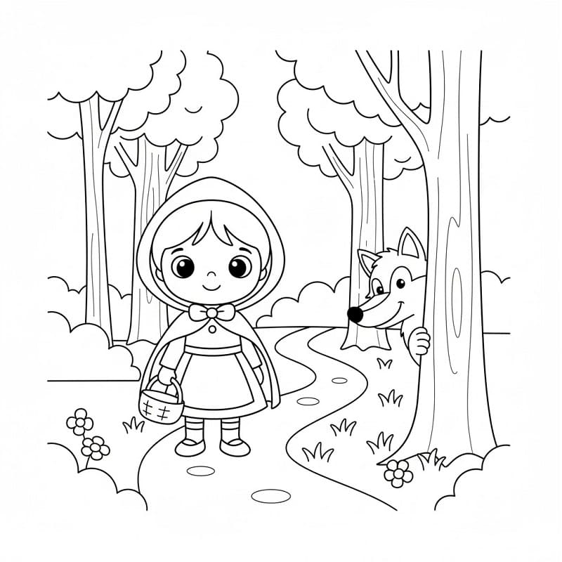 Cappuccetto Rosso Immagine Gratis da colorare