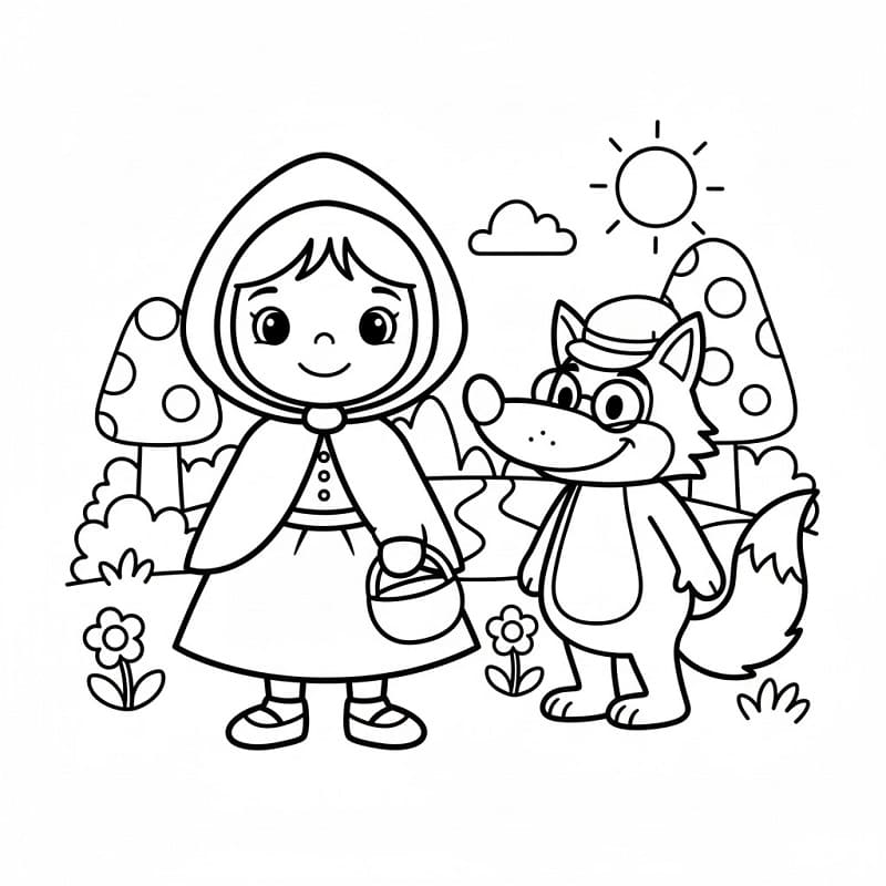 Cappuccetto Rosso Immagine Stampabile da colorare