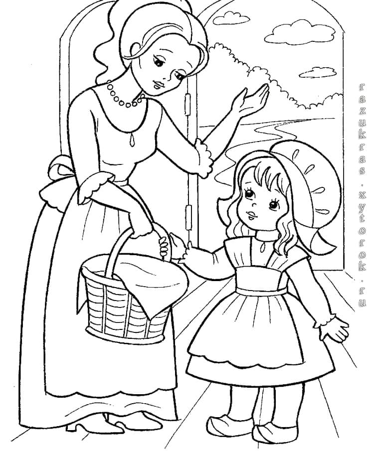 Cappuccetto Rosso Stampabile Gratis da colorare