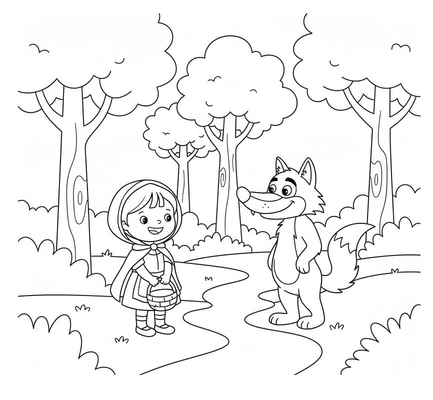 Cappuccetto Rosso Stampabile da colorare