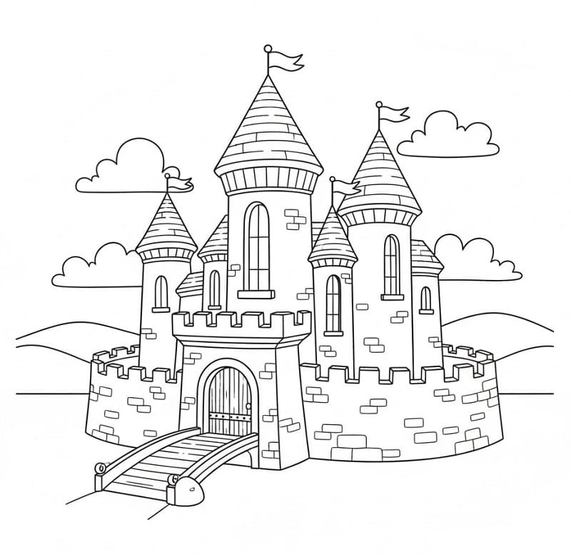 Castello Facile da colorare