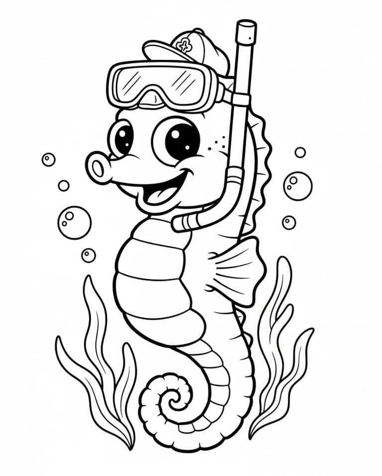 Cavalluccio Marino Felice da colorare