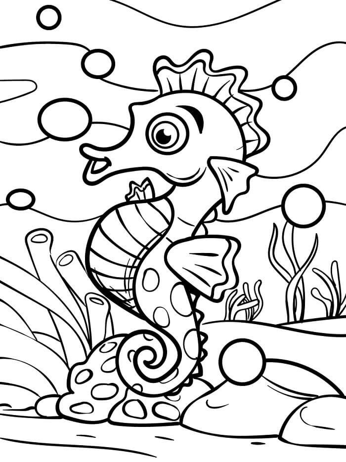 Cavalluccio Marino Stampabile per Bambini da colorare