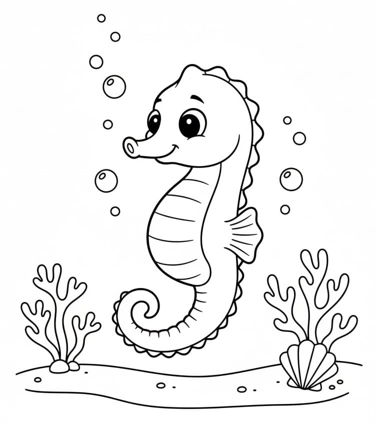 Cavalluccio Marino Tenerissimo da colorare