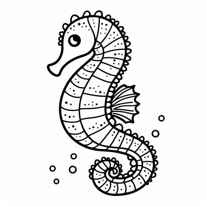 Cavalluccio Marino per Bimbi di 3 Anni da colorare