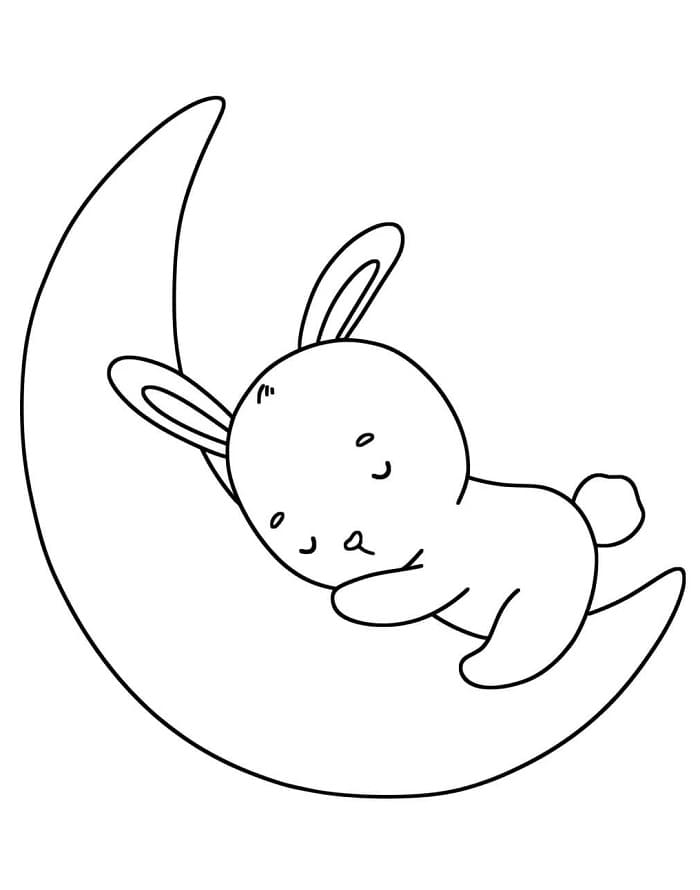 Coniglietto sulla Luna da colorare