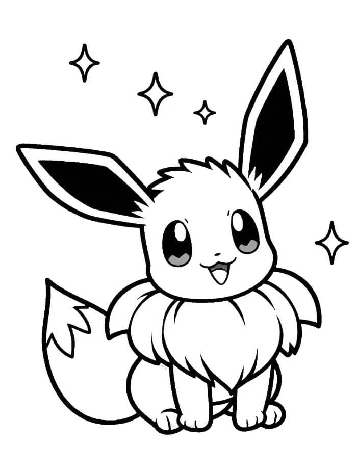 Eevee per Bimbi di 6 Anni da colorare