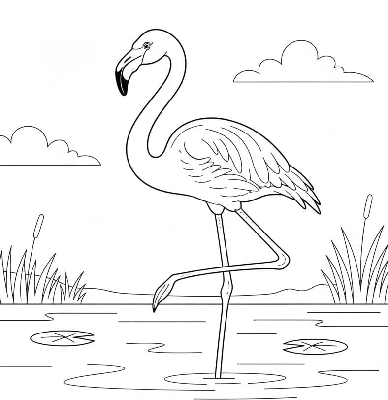 Fenicottero Super Facile da colorare