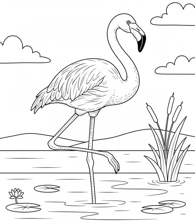 Fenicottero per Bimbi di 4 Anni da colorare