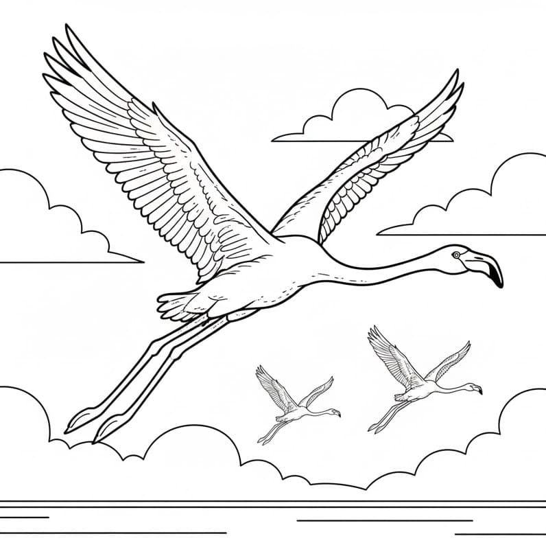 Fenicottero per Bimbi di 5 Anni da colorare