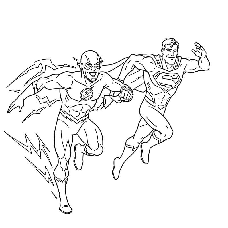 Flash e Superman da colorare