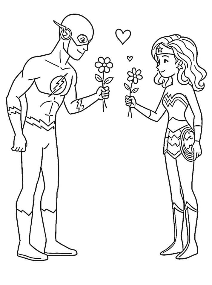 Flash e Wonder Woman da colorare