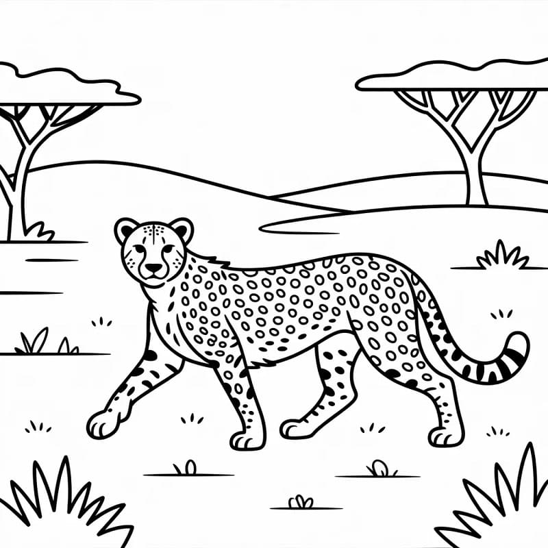 Ghepardo Semplice da colorare