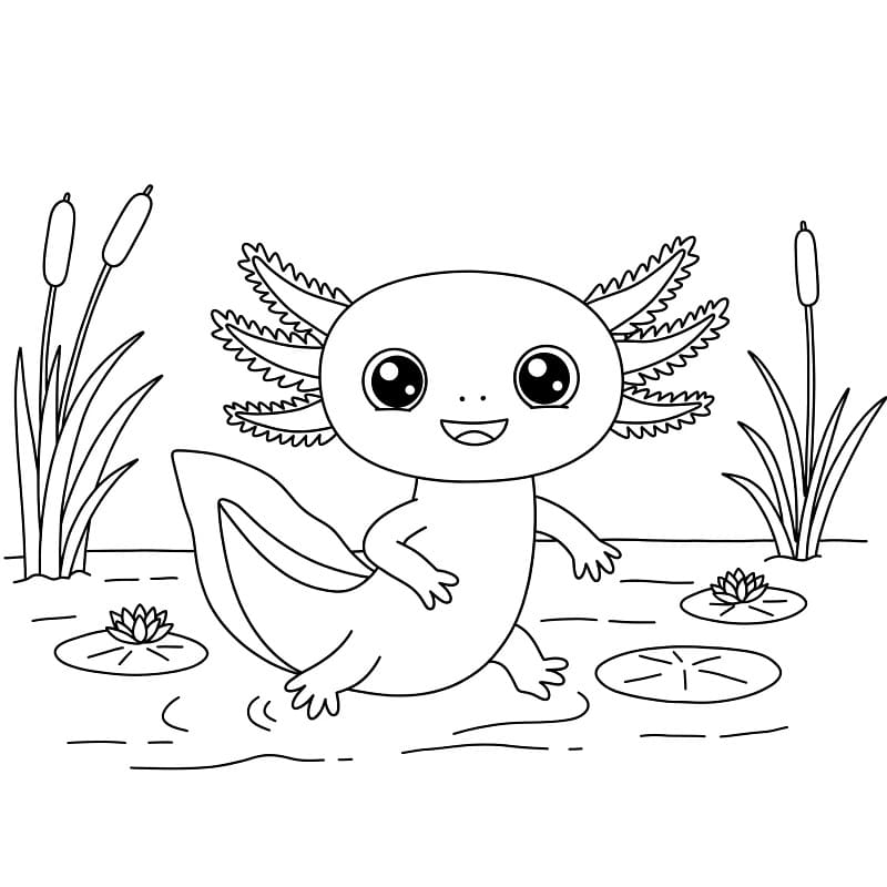 Gratis Axolotl per Bimbi da colorare