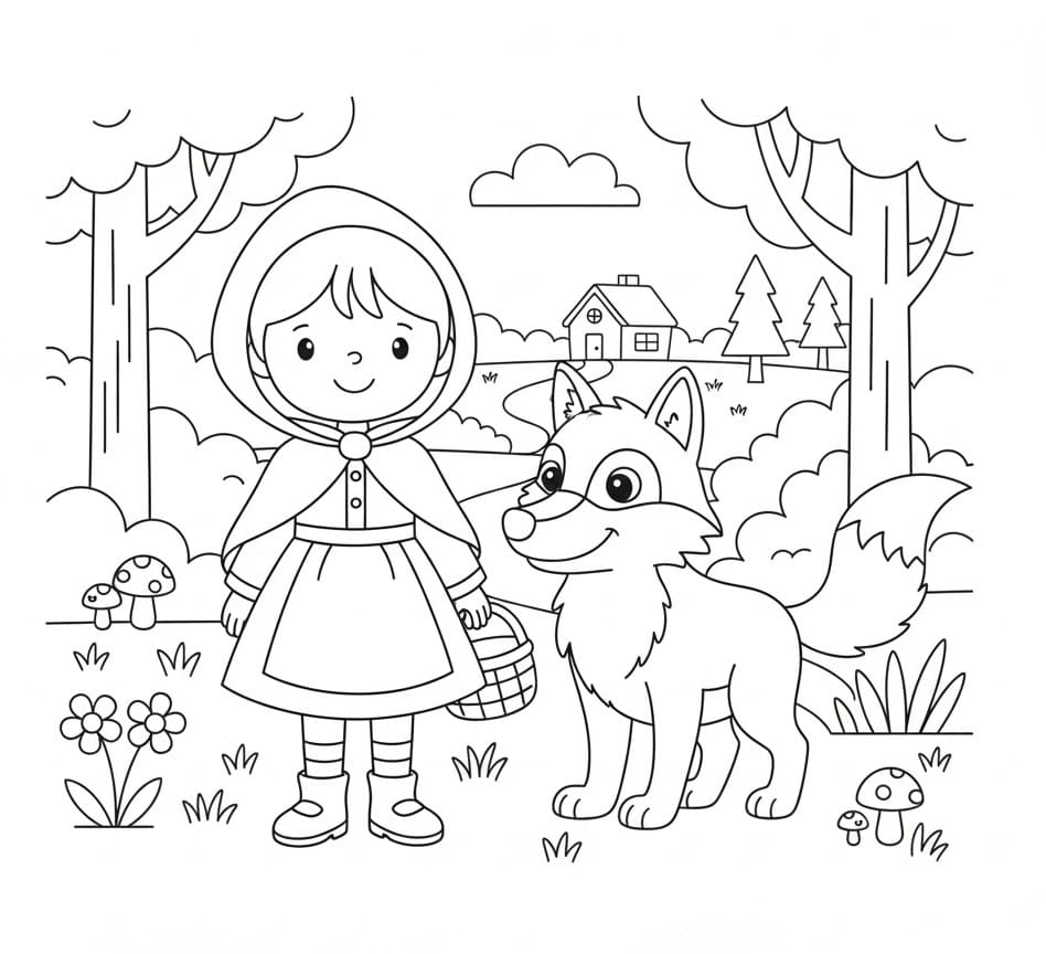 Gratis Cappuccetto Rosso da Stampare da colorare