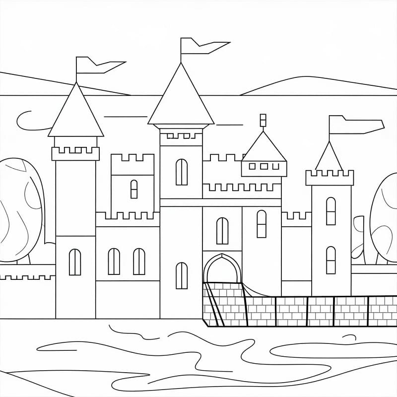 Gratis Castello Stampabile da colorare