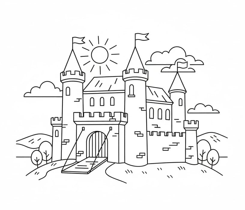 Gratis Castello da Stampare da colorare